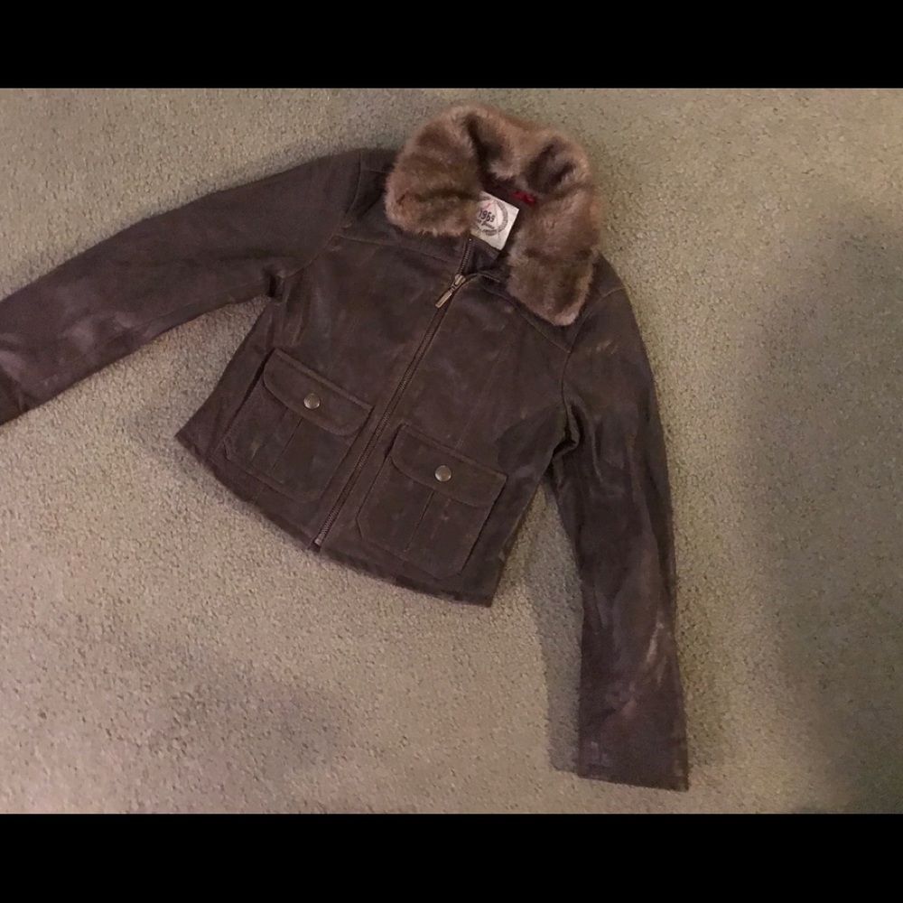 Girls size 8 Gap Kids goat leather bomber jacket
